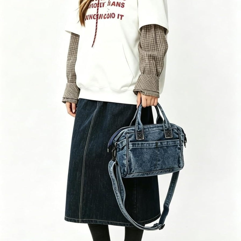 Large-Capacity Women's Denim Handbag