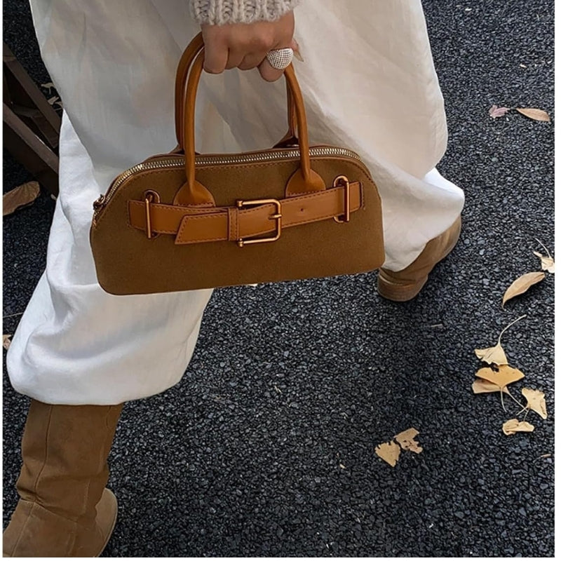 Women's Suede Shell-Shaped Leather Handbag