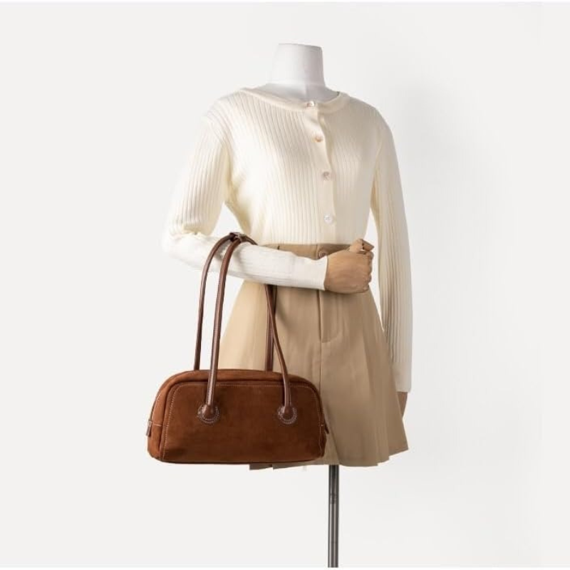 Women's Brown Faux Suede Shoulder Bag