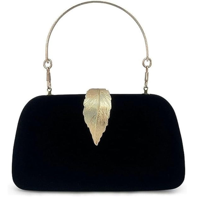 Vintage-Style Clutch With Metal Tab Clasp