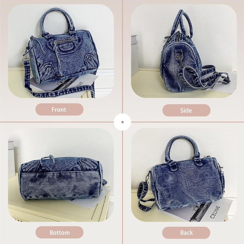 Women's Vintage Denim Boston Handbag