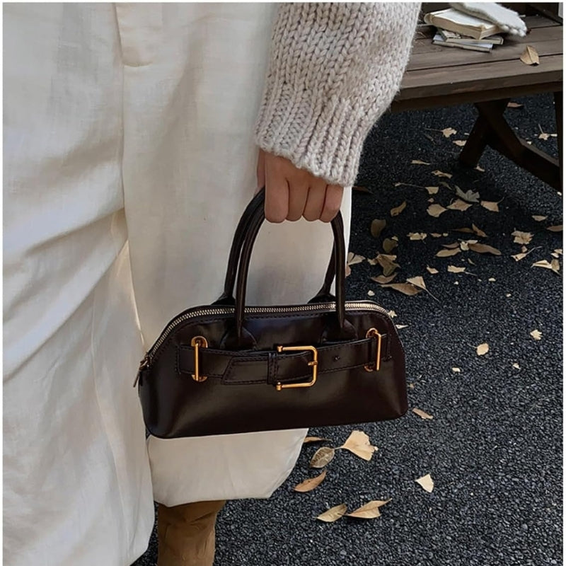 Women's Suede Shell-Shaped Leather Handbag
