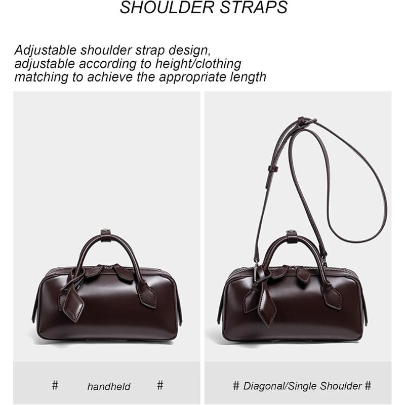 Vegan Leather Mini Barrel Boston Handbag For Women