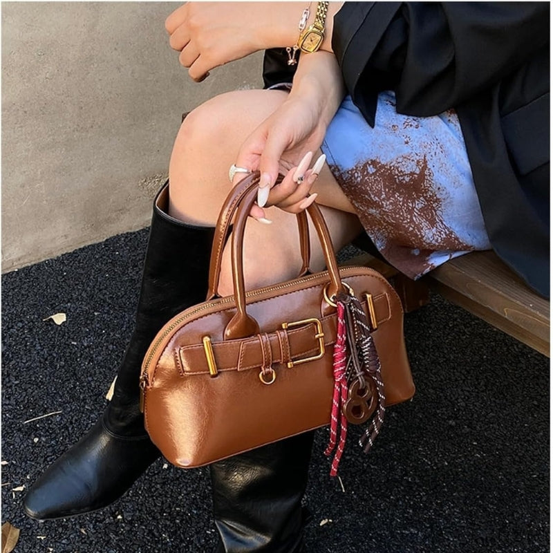 Women's Suede Shell-Shaped Leather Handbag