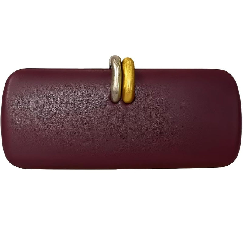 PU Leather Evening Clutch With Detachable Chain Crossbody Bag