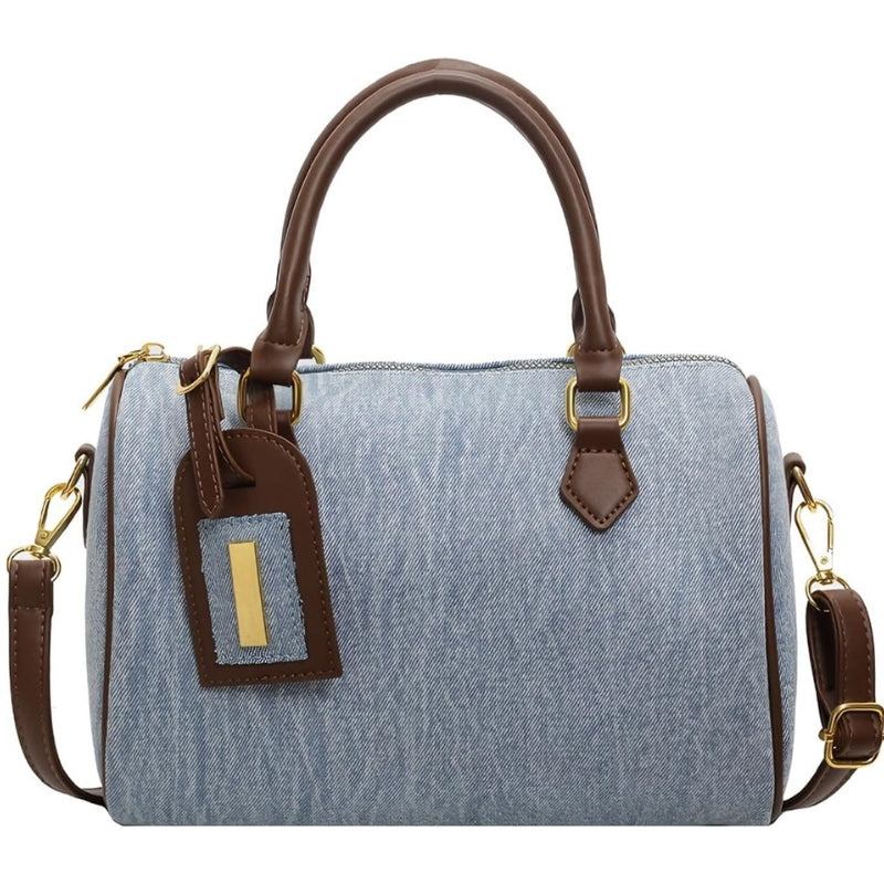 Retro Denim Handbag Women Jean Purse Trendy Boston Bag