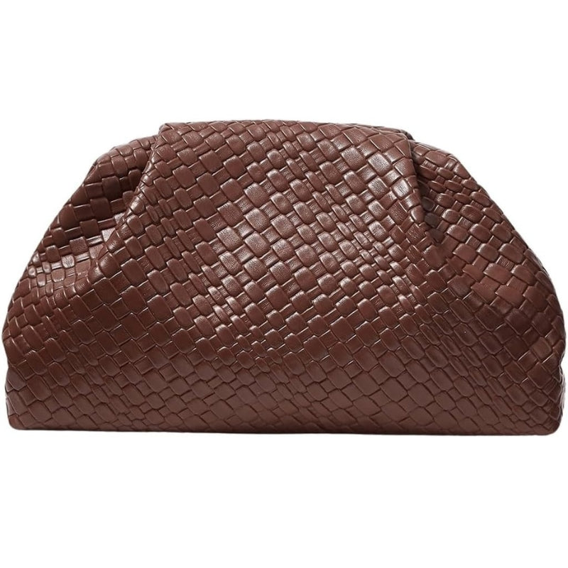 Woven PU Leather Dumpling Clutch Evening Bag