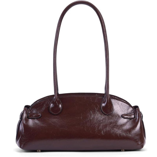 Vintage Glossy Leather Retro Minimalist Dome Shoulder Bag