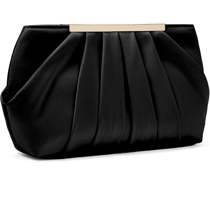 Pleated Evening Clutch with Detachable Chain Strap