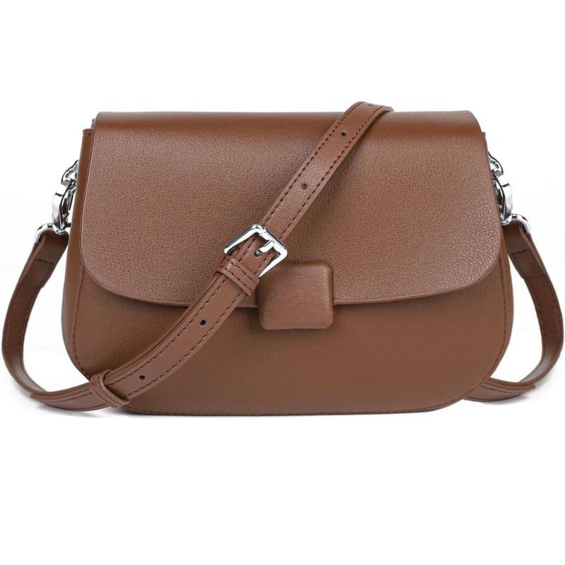 Magnetic Closur Genuine Leather Crossbody Bag