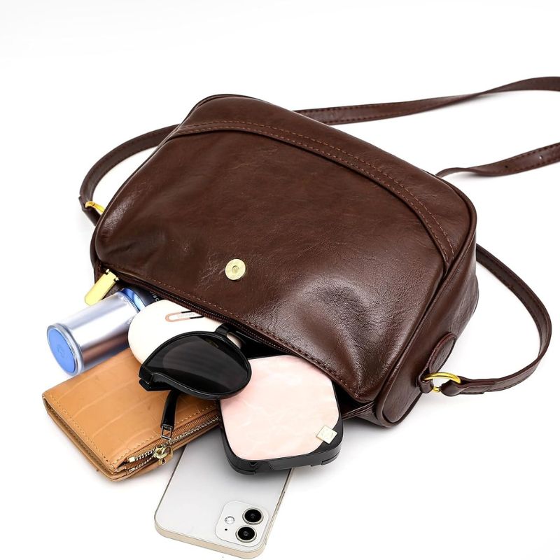Retro Quilted PU Leather Crossbody Bag
