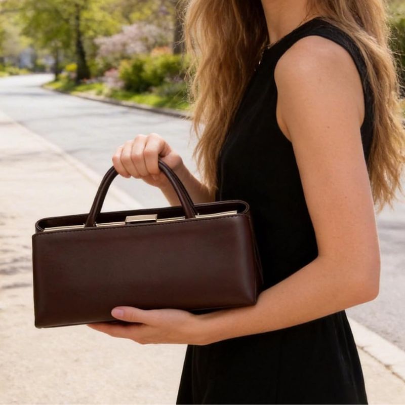 Retro PU Leather Vintage Kiss Lock Shoulder Bag