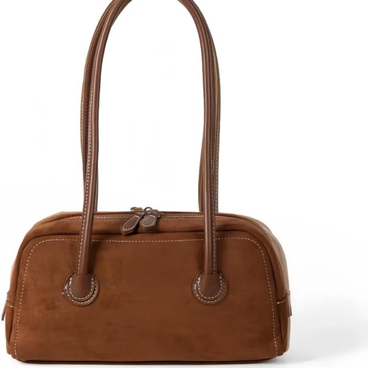 Women's Brown Faux Suede Shoulder Bag