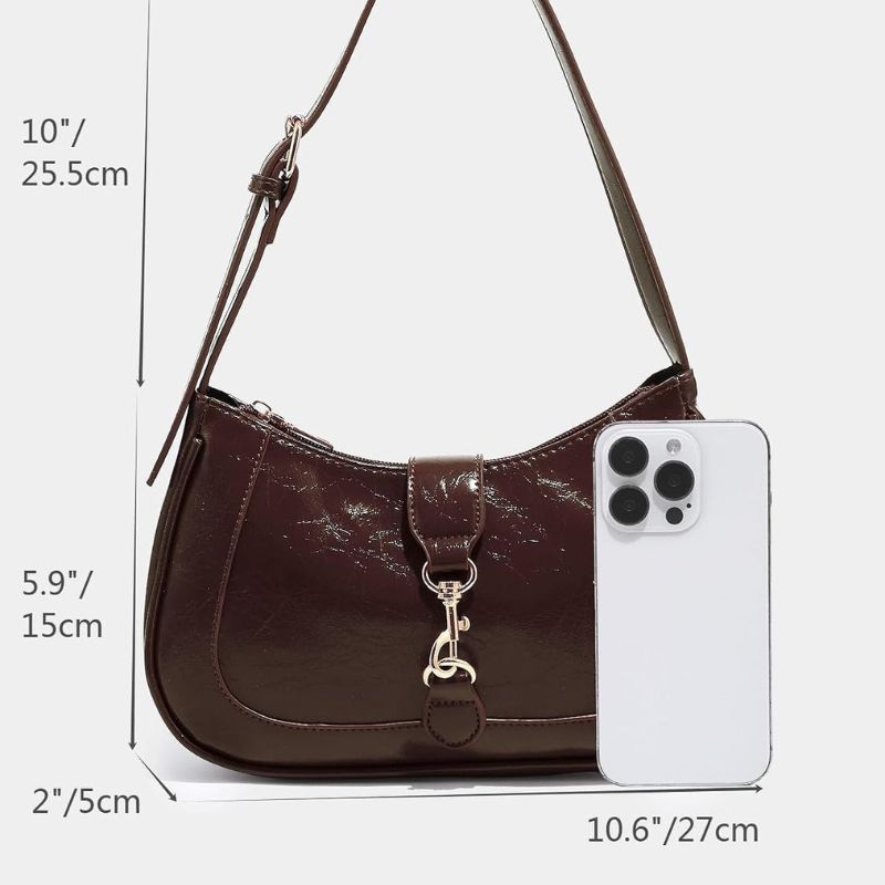 PU Leather Hobo Shoulder Bag with Adjustable Strap