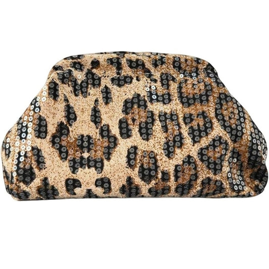 Sequin Leopard Print Y2K Evening Clutch Bag
