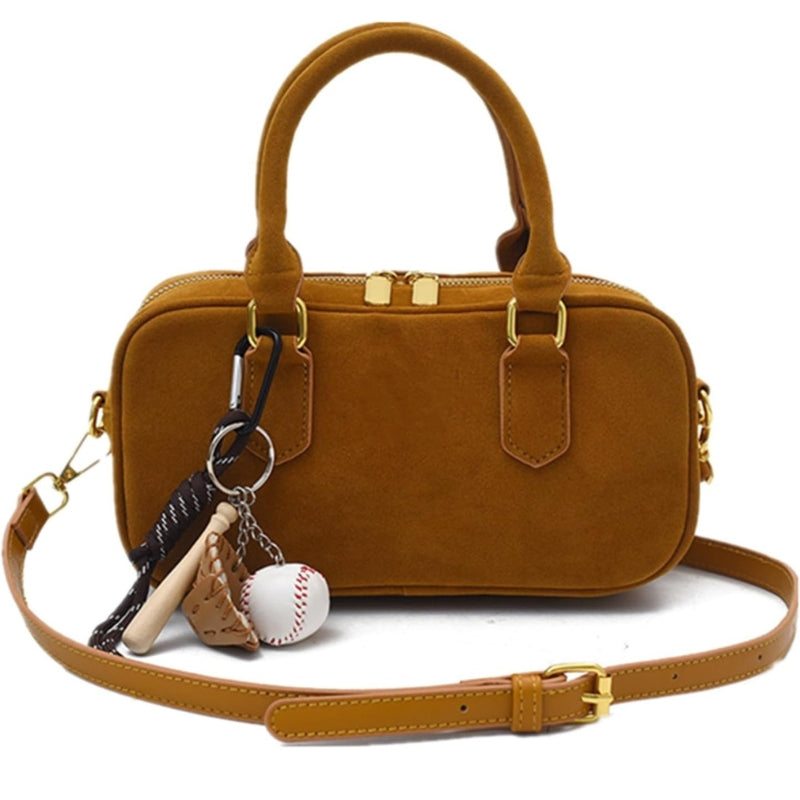 Suede Boston Totes Bag For Women Mini Tote Handbag