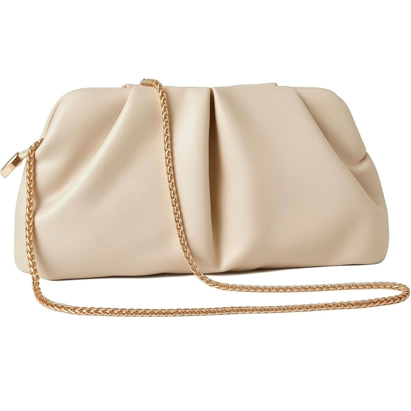 Women's Dressy Evening Bag Ruched PU Leather Clutch Purse