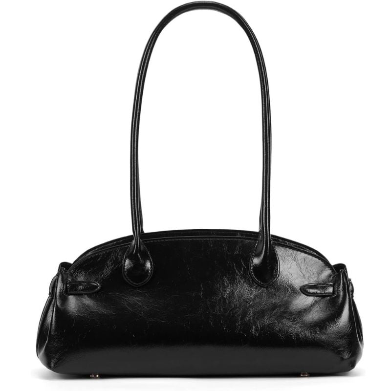 Vintage Glossy Leather Retro Minimalist Dome Shoulder Bag