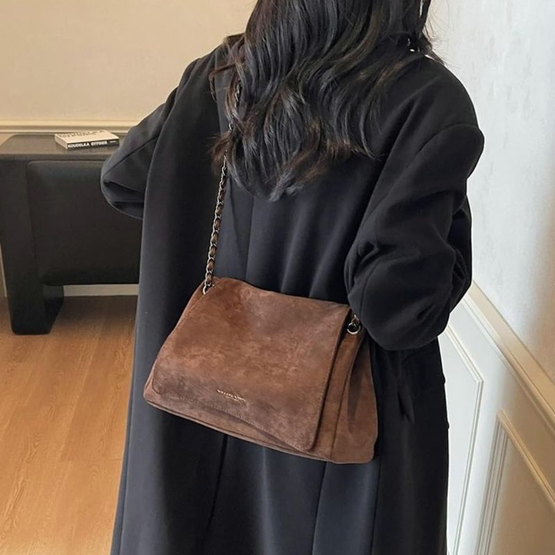 Women's Suede Chain Strap Crossbody Bag