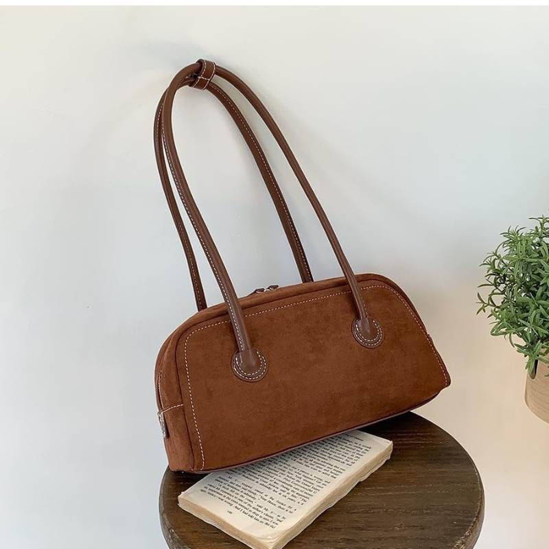Women's Brown Faux Suede Shoulder Bag
