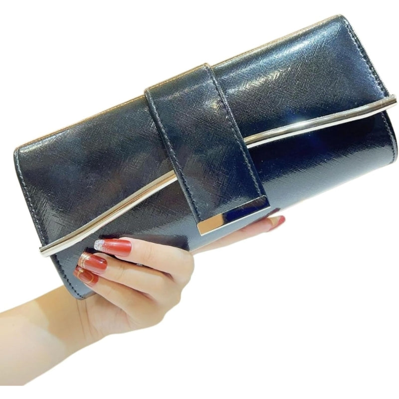 Faux Leather Flap Crossbody Clutch With Chai