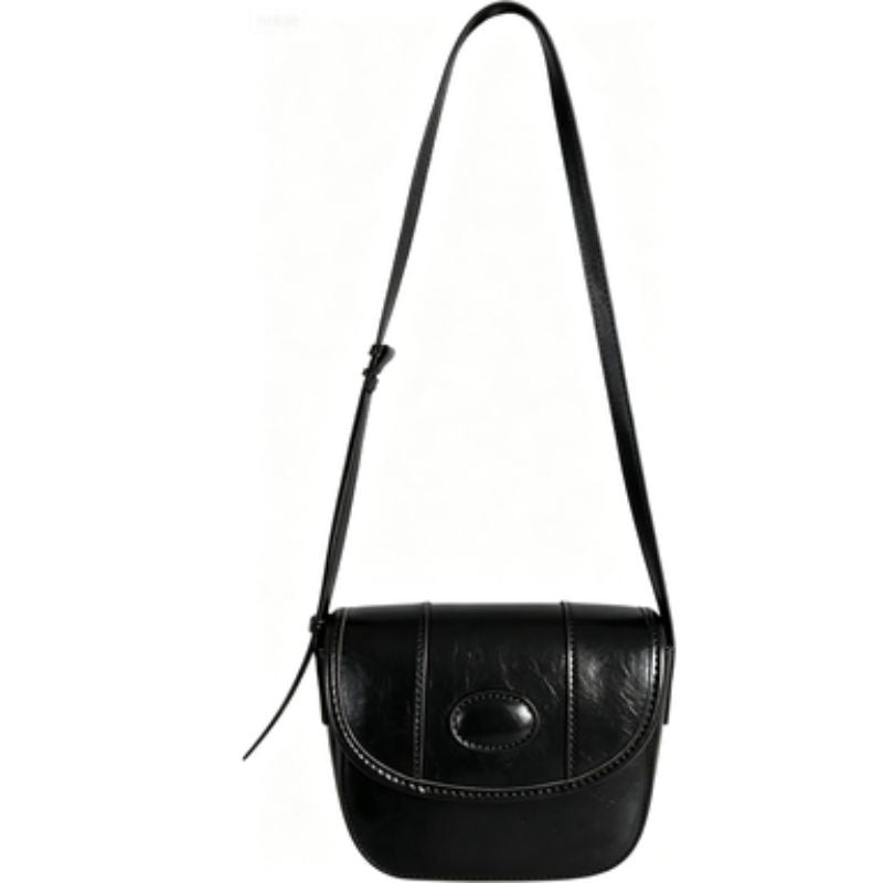 Vintage Oil Wax Leather Saddle Crossbody Bag