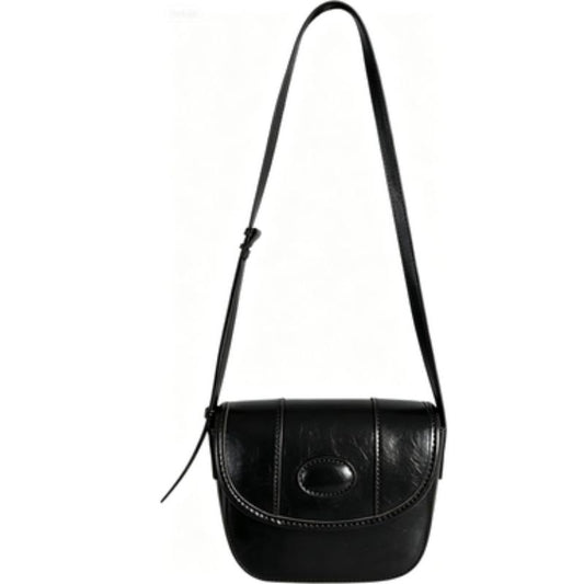 Vintage Oil Wax Leather Saddle Crossbody Bag