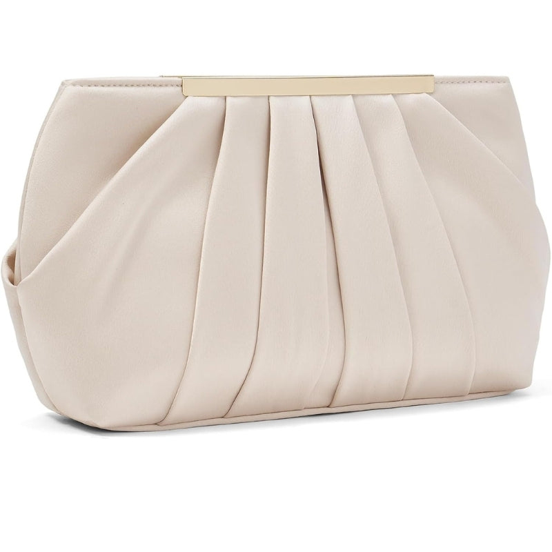 Pleated Evening Clutch with Detachable Chain Strap