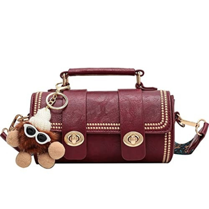 Women's Rhomboid Pattern Cylinderial Bucket Bag Handbag