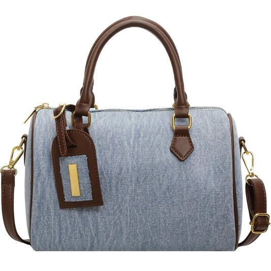 Retro Denim Handbag Women Jean Purse Trendy Boston Bag
