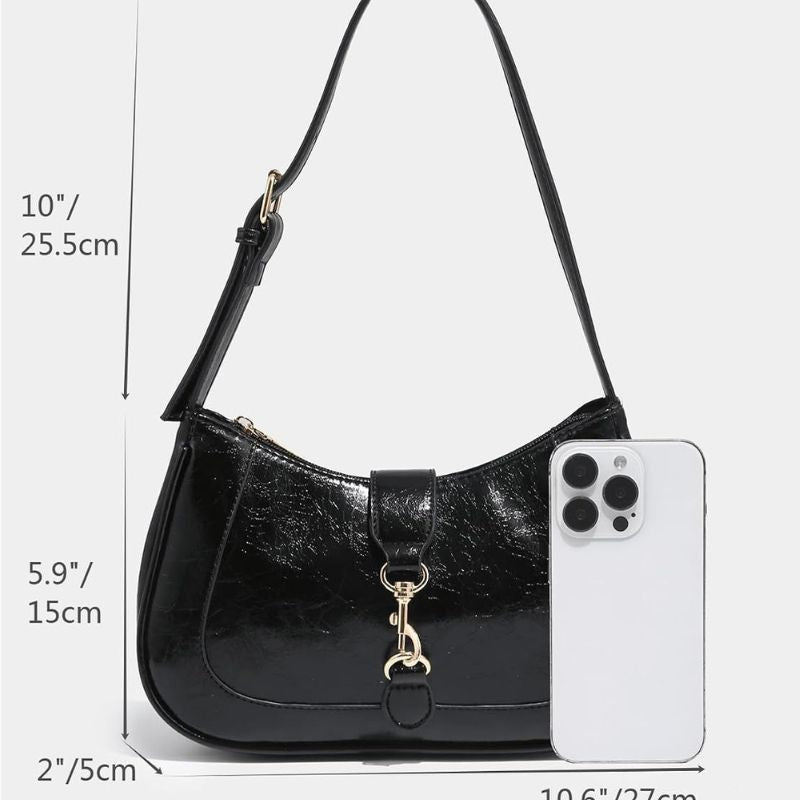 PU Leather Hobo Shoulder Bag with Adjustable Strap
