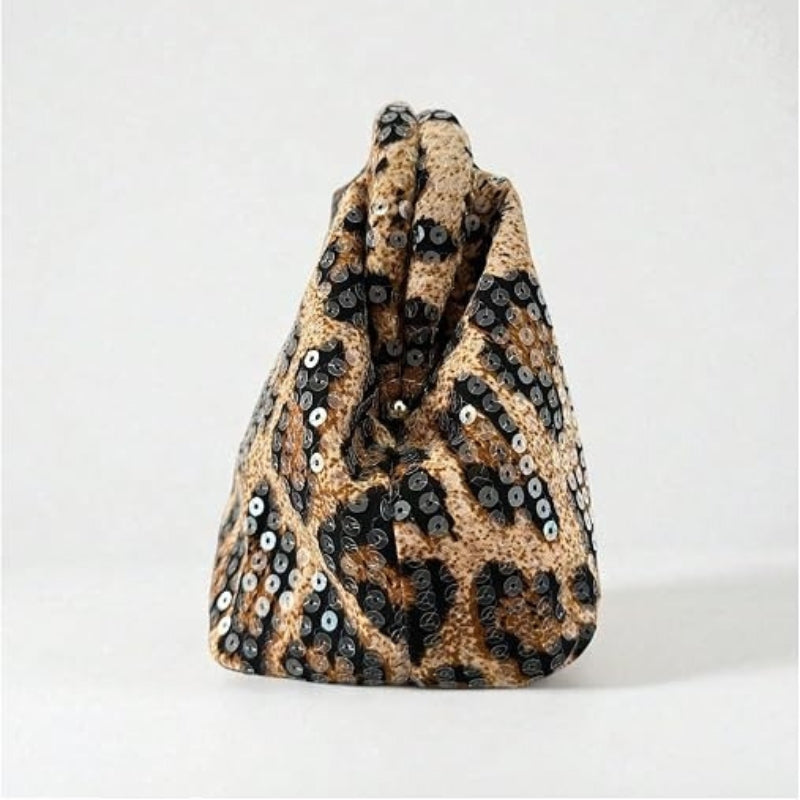Sequin Leopard Print Y2K Evening Clutch Bag