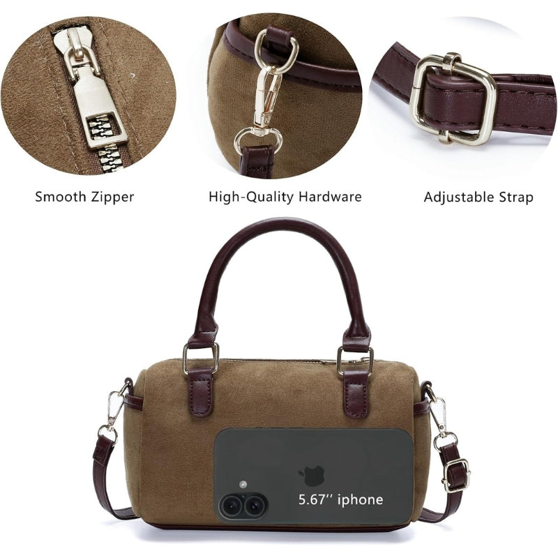 Small Faux Suede Purses Mini Top Handle Bag
