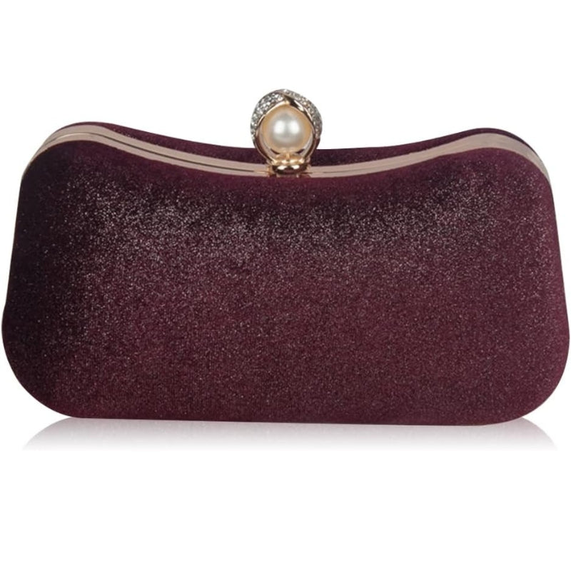 Velvet Pearl Clasp Semi-Circle Evening Top Handle Bag