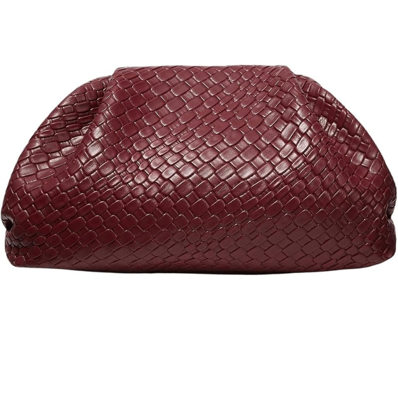 Woven PU Leather Dumpling Clutch Evening Bag
