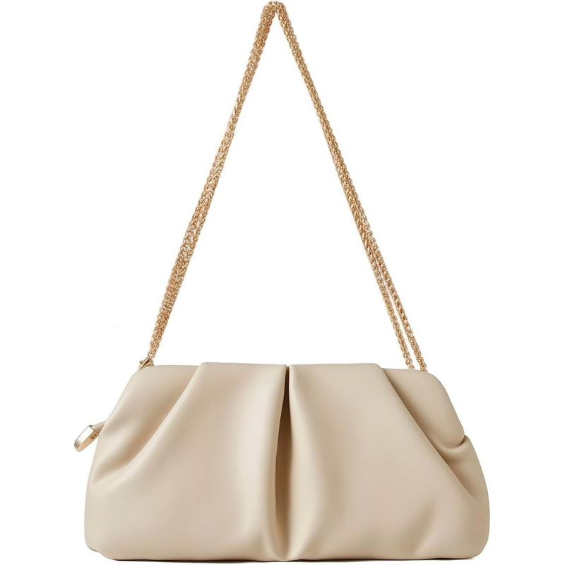 Women's Dressy Evening Bag Ruched PU Leather Clutch Purse