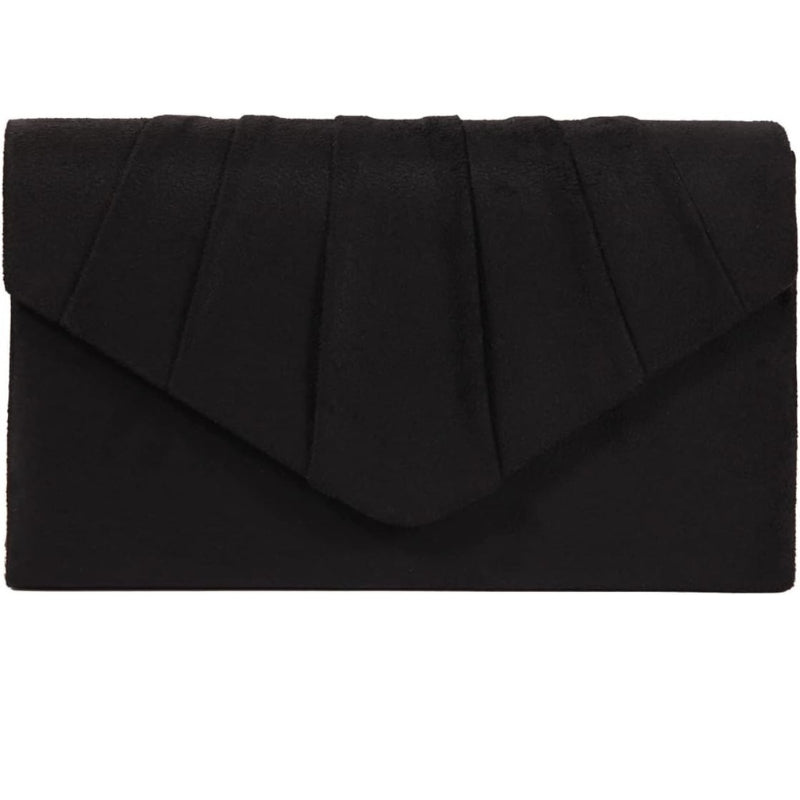 Faux Suede Envelope Clutch with Detachable Chain