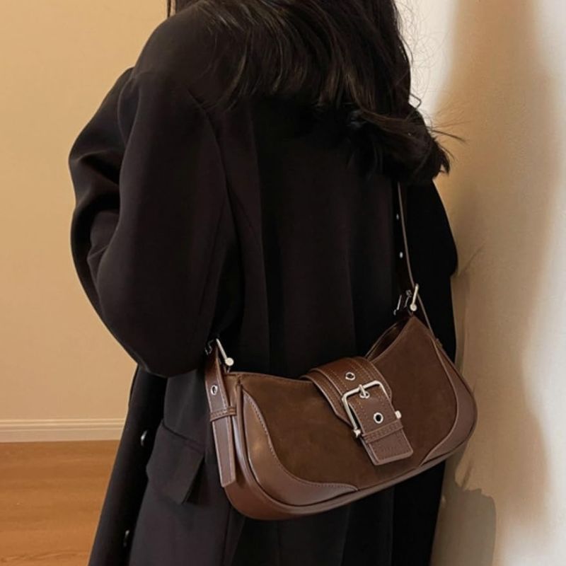 Mini Suede Retro Crescent Purse Crossbody Bag