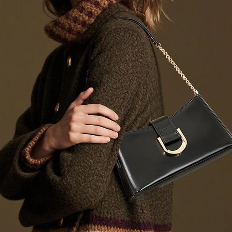 Genuine Leather Chain Shoulder Crossbody Bag