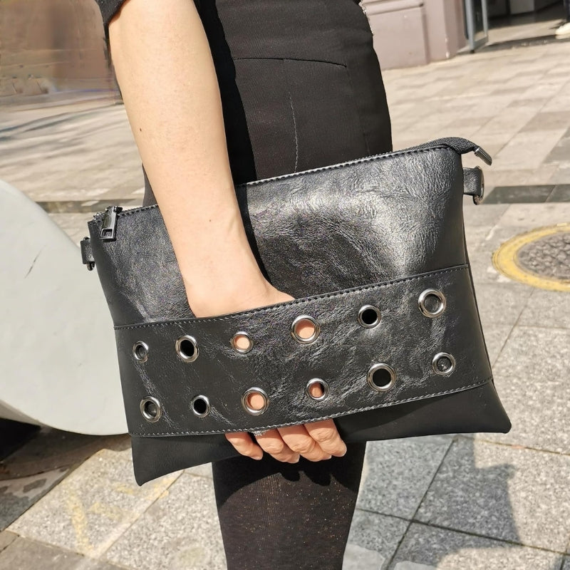 Rivet Envelope Clutch Crossbody Bag With Strap