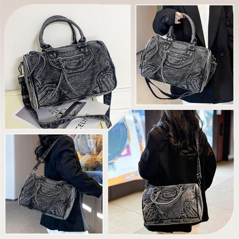 Women's Vintage Denim Boston Handbag