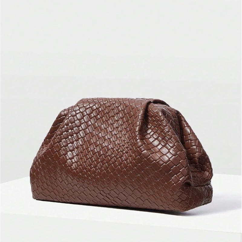 Woven PU Leather Dumpling Clutch Evening Bag