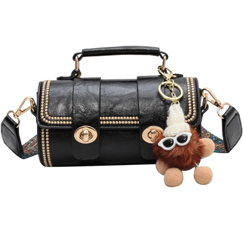 Women's Rhomboid Pattern Cylinderial Bucket Bag Handbag