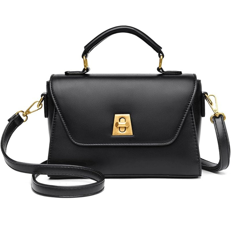 Two-Tone Leather Flap Crossbody Bag With Top Handle