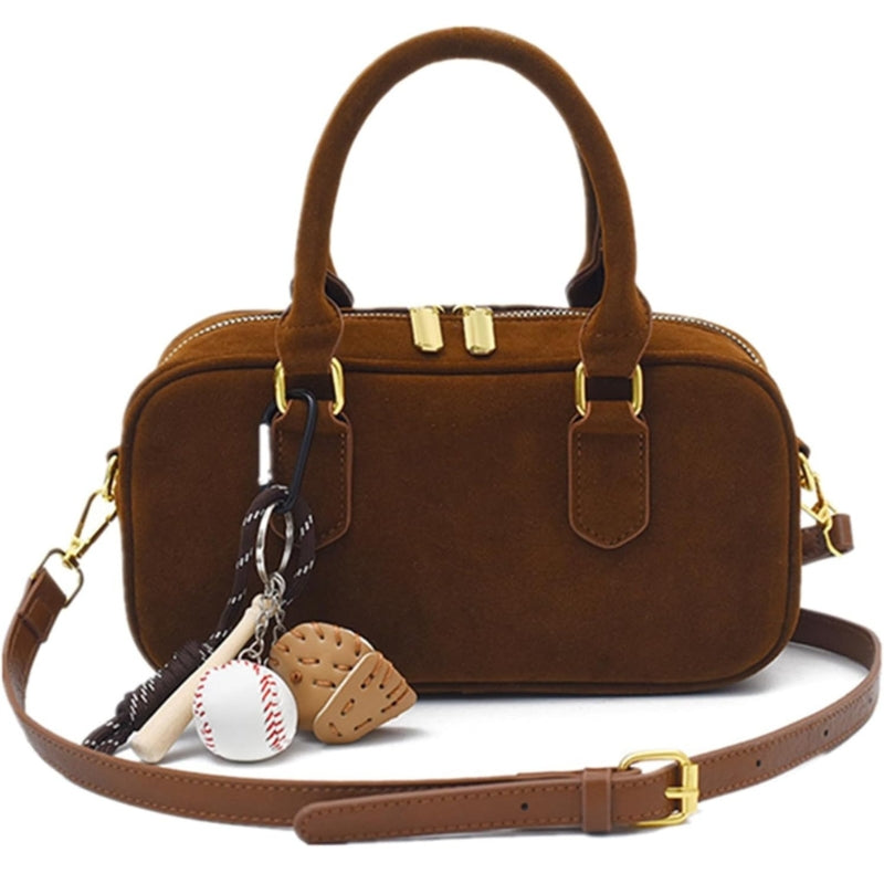 Suede Boston Totes Bag For Women Mini Tote Handbag