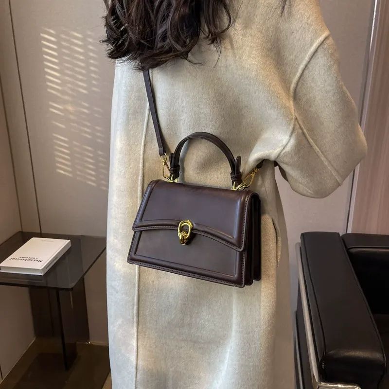 Vintage Mini Square Coffee Crossbody Bag