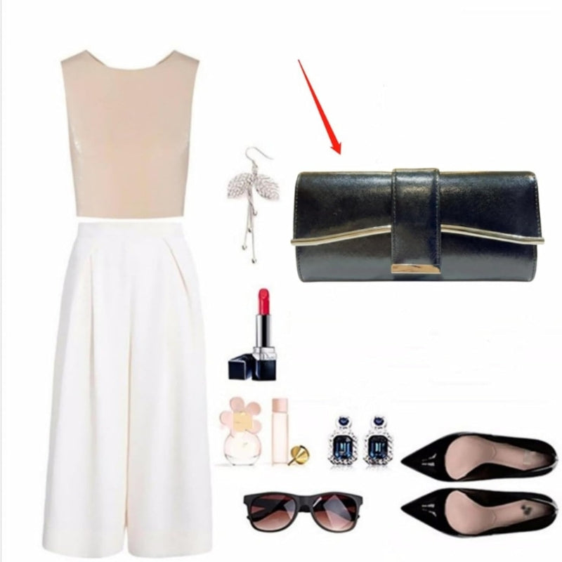 Faux Leather Flap Crossbody Clutch With Chai