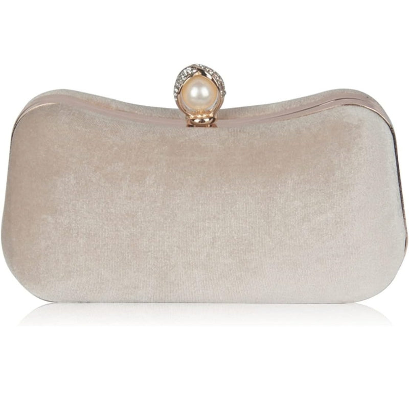 Velvet Pearl Clasp Semi-Circle Evening Top Handle Bag