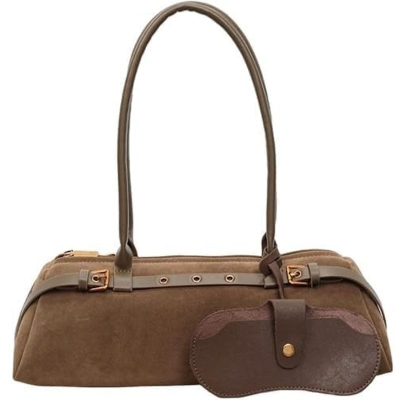 Vintage Suede Fabric Boston Shoulder Bag For Women Bag