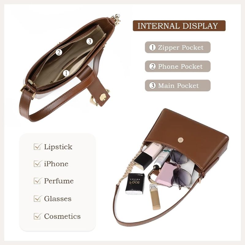 Genuine Leather Chain Shoulder Crossbody Bag